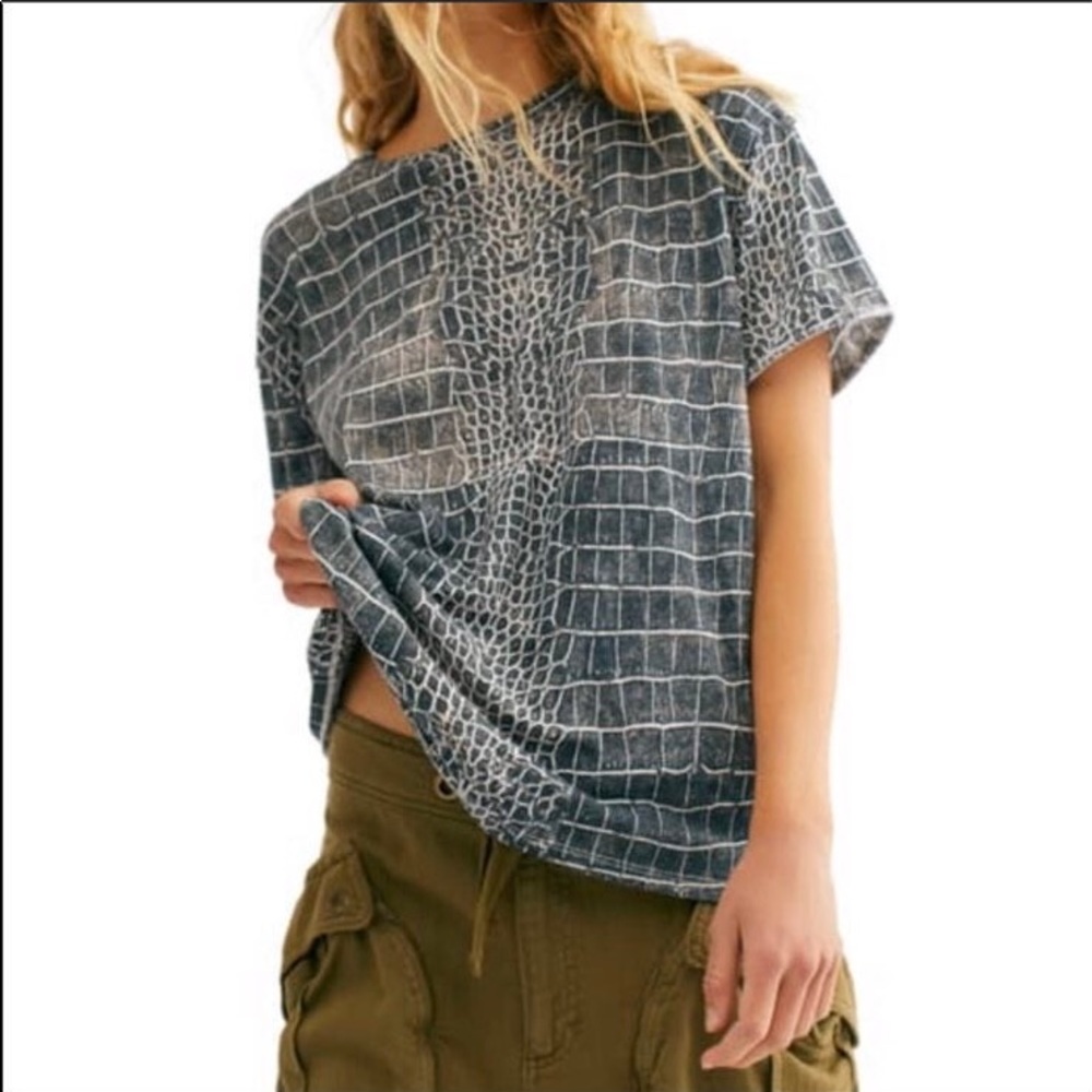 Free People Clarity Python Combo Short Sleeve Tee
